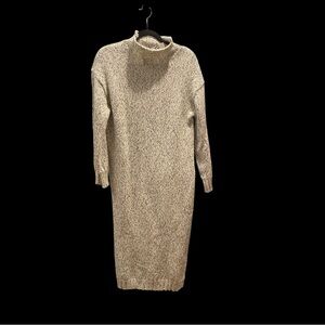 Zara Long Black & White Mock neck Sweater Dress Size Medium